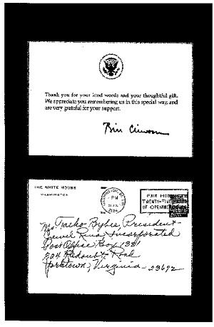 クリントンアメリカ大統領・ブッシュアメリカ大統領の感謝状